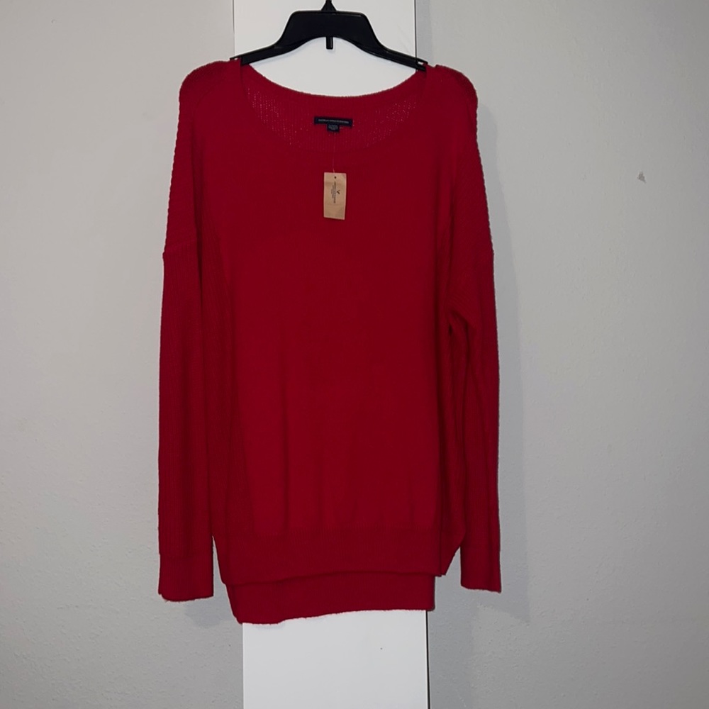 Bright red American eagle knit sweater